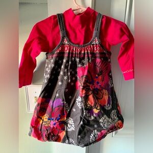 Catimini Toddler Girls 18M Long Sleeve Dress Fall Floral